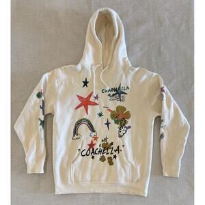 Coachella 2023 Crayon Hoodie Mens Medium Beige Drawings Sweatshirt